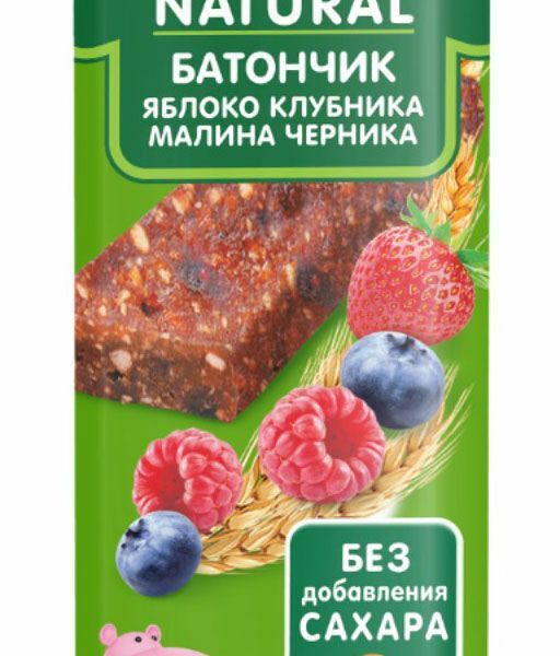 Батончик злаково-фруктовый Gipopo яблоко-клубника-малина-черника с 12 мес 20 г