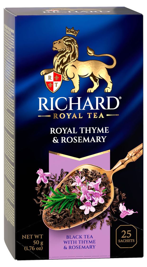 

Чёрный чай Richard Royal Thyme & Rosemary Королевский чабрец и розмарин 25 шт. х 2 г