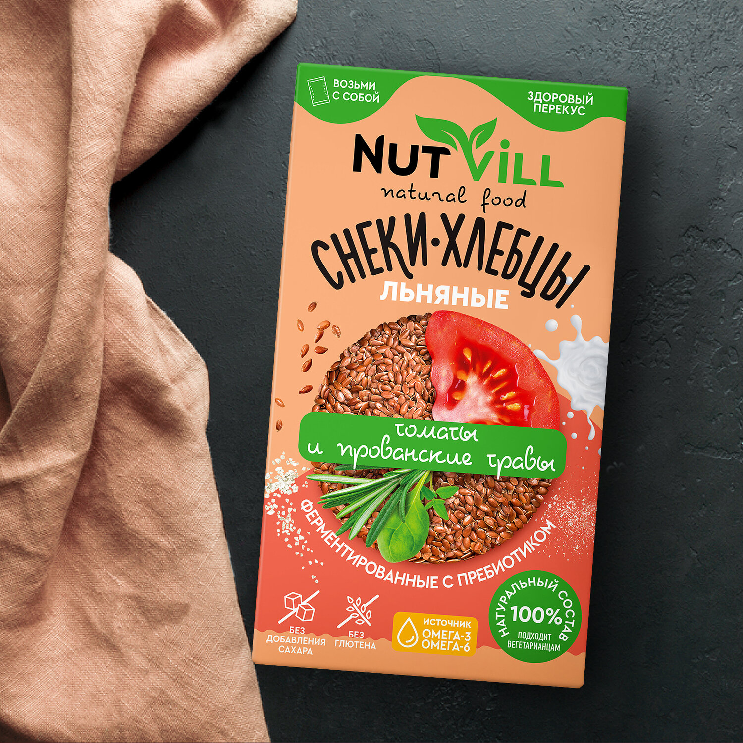 

Снеки-хлебцы льняные NutVill cо вкусом томата и прованских трав 70 г