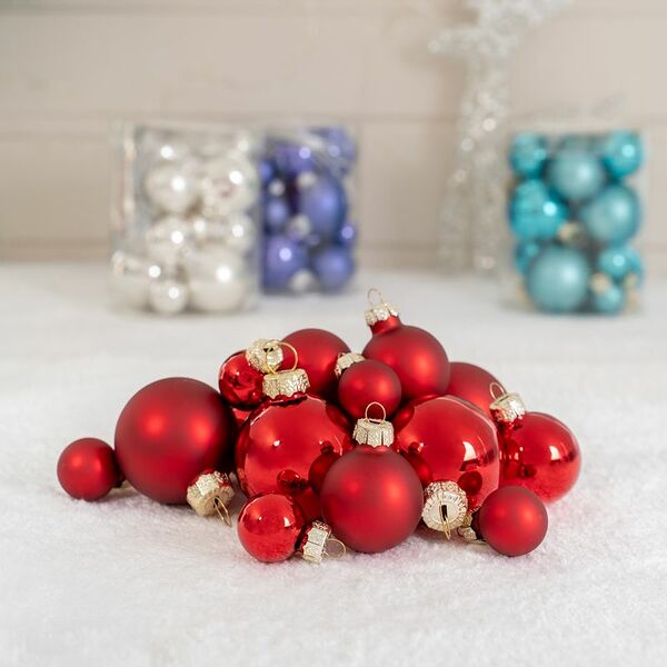 Набор стеклянных ёлочных шаров, Снежное кружево, 17 шт., в ассортименте