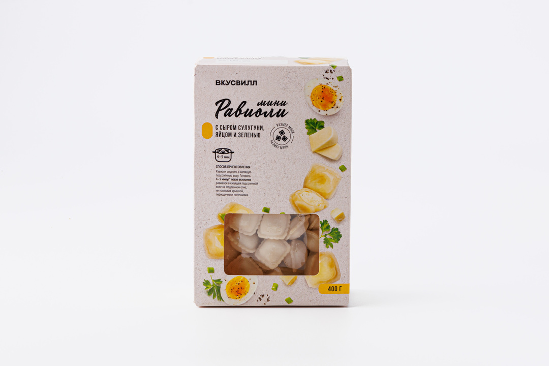 

Равиоли ВкусВилл мини с сыром сулугуни яйцом и зеленью замороженные 400 г