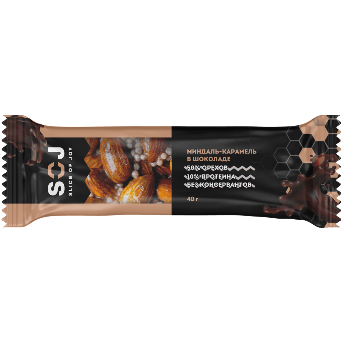 

Батончик ореховый SOJ Миндаль-карамель, со сливочно-карамельным вкусом, 40 г