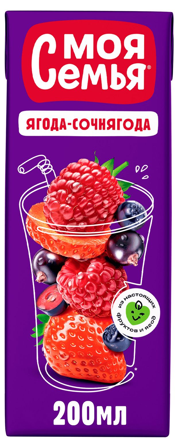 

Напиток сокосодержащий Моя семья Фруктово-ягодный 200 мл