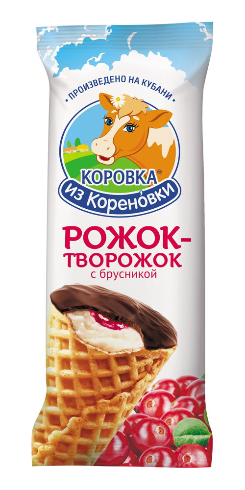 

Десерт творожный Коровка из Кореновки Рожок-творожок с брусникой 18% 40 г