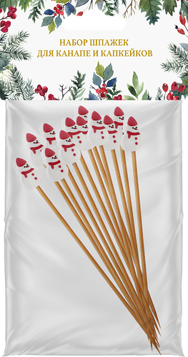 Набор шпажек для канапе и капкейков ND Play Снеговики 12 шт