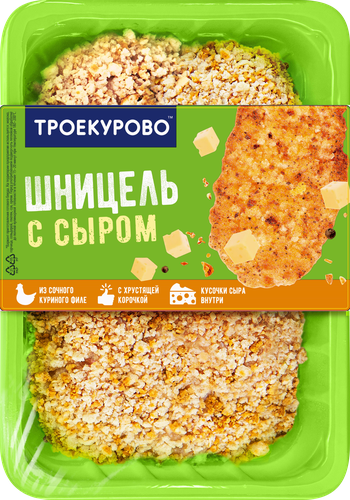 

Шницель цыпленка-бройлера Троекурово с сыром 300 г