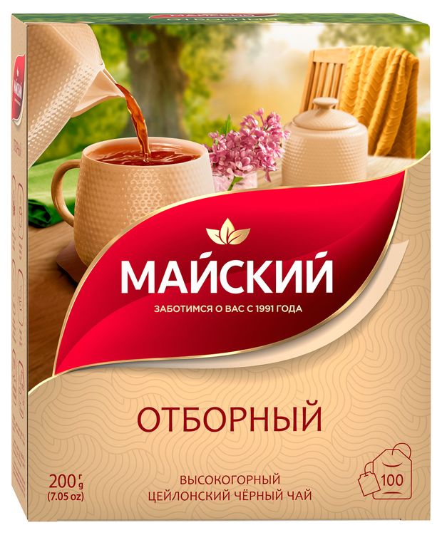 

Чай Майский Отборный цейлонский 100 пакетиков 200 г