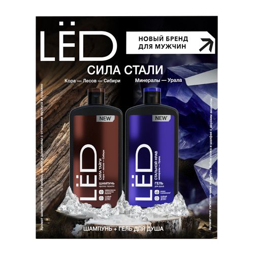 Подарочный набор Lёd (Шампунь против перхоти + Парфюмированный гель для душа), 2x490 мл