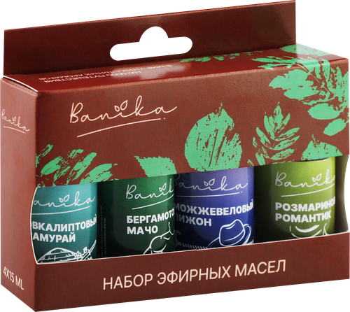 

Набор масел эфирных Banika Для него (эвкалипт, бергамот, можжевельник, розмарин) 4 шт. х 15 мл