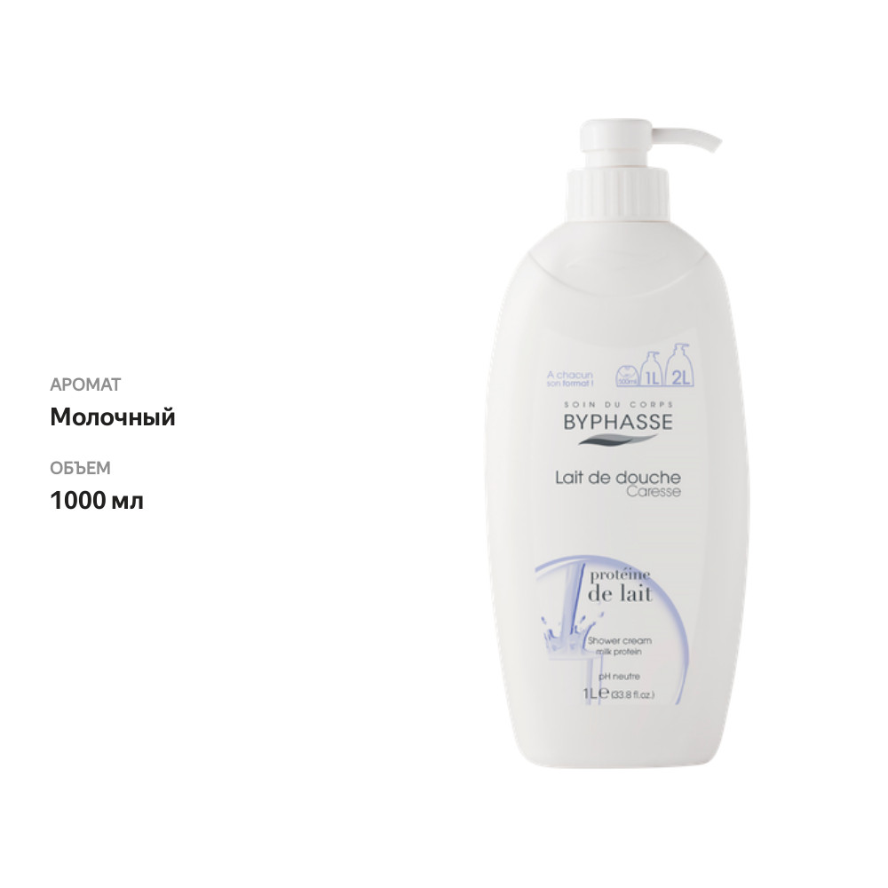 

Гель для душа Byphasse Caresse с молочными протеинами 1000 мл