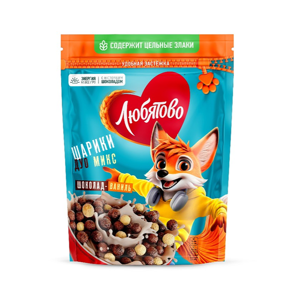 Завтрак готовый Любятово Шарики шоколадные Дуо Микс 200 г