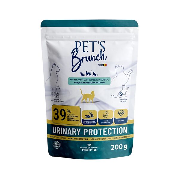Корм сухой PET’S BRUNCH URINARY PROTECTION д/взрослых кошек защита мочевой системы 200г