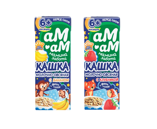 Кашка молочно-овсяная Ам-Ам Клубника 2.5% с 6 месяцев 210 г