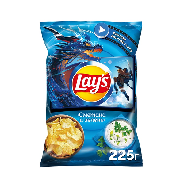 Картофельные чипсы Lay's Сметана и Зелень 225 г