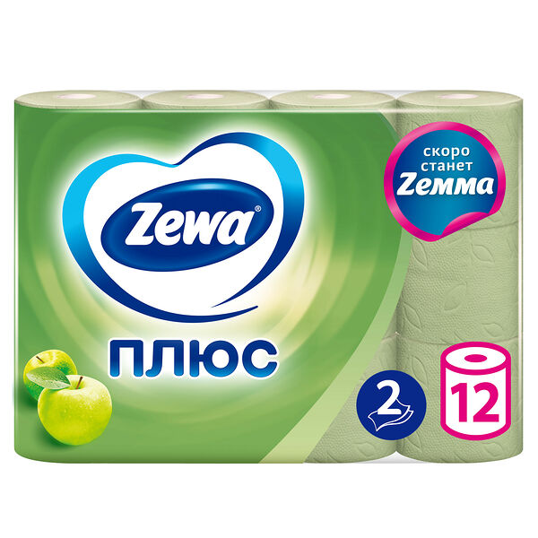 Туалетная бумага Zewa Плюс Яблоко 2 слоя 12 шт