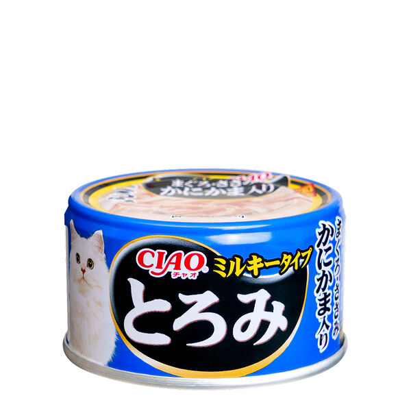 Консервы для кошек Inaba Ciao тунец магуро, куриное филе с сурими в овсяном молоке 80 г