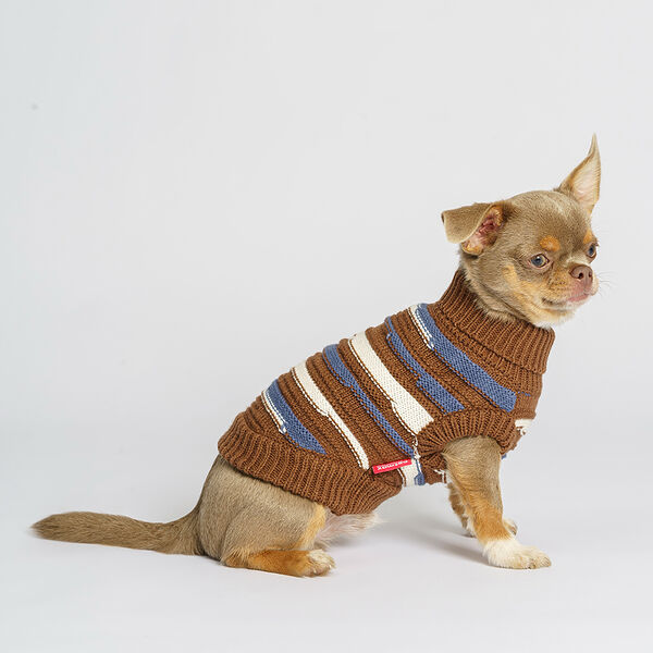 Свитер Petmax в полоску для кошек и собак M, коричневый