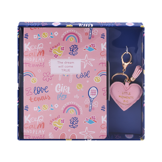 

Набор канцелярии Лента брелок сердце с тетрадью 64 листа