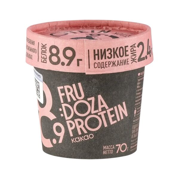 Десерт взбитый заморож Фрудоза протеин молокосодер без сахара обогащ белком с какао и ароматом ванили 70г