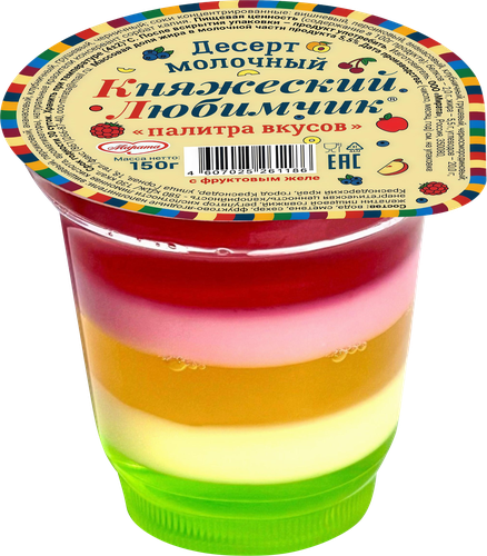 

Десерт Княжеский Любимчик Палитра вкусов с фруктовым желе 5.5% 150 г