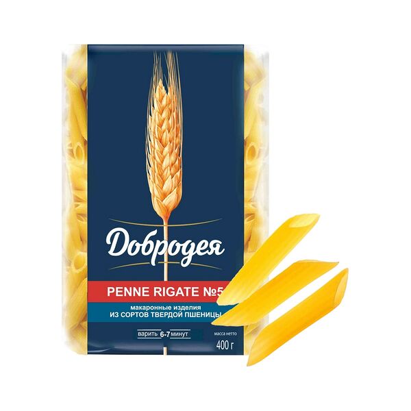 Макаронные изделия Добродея Penne Rigate №5 грА в/с 400г