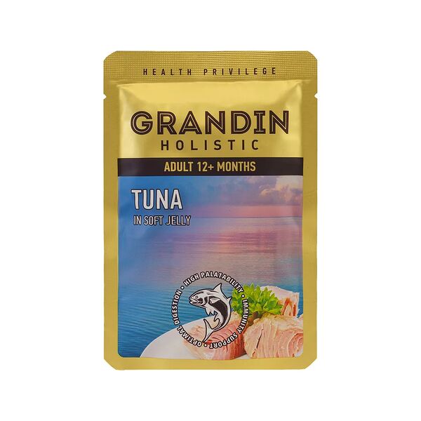 Влажный корм Grandin для взрослых кошек тунец в нежном желе 85 г