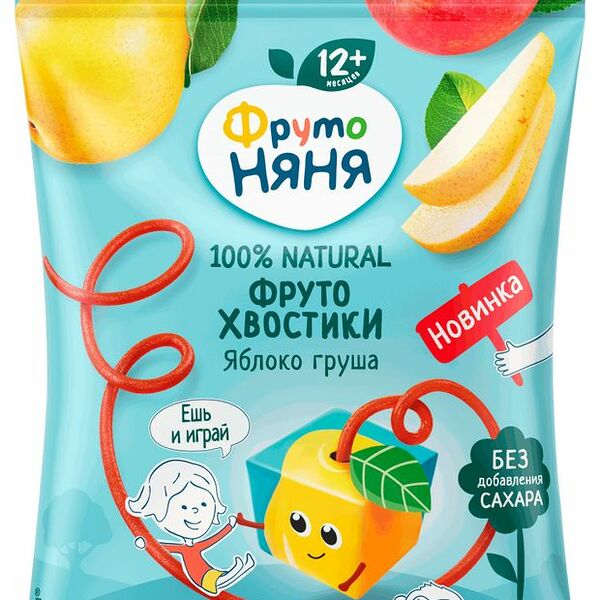 Кусочки фруктовые ФрутоНяня Хвостики из яблок и груш 15 г с 12 месяцев
