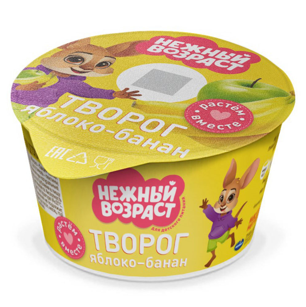 

Творог детский Нежный возраст яблоко и банан 4% с 3-х лет 100 г