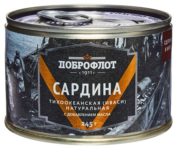 

Сардина Доброфлот иваси тихоокеанская натуральная с добавлением масла 245 г
