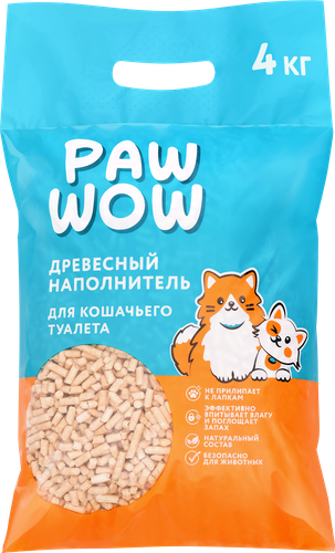 

Наполнитель для кошачьего туалета Paw Wow древесный 4 кг