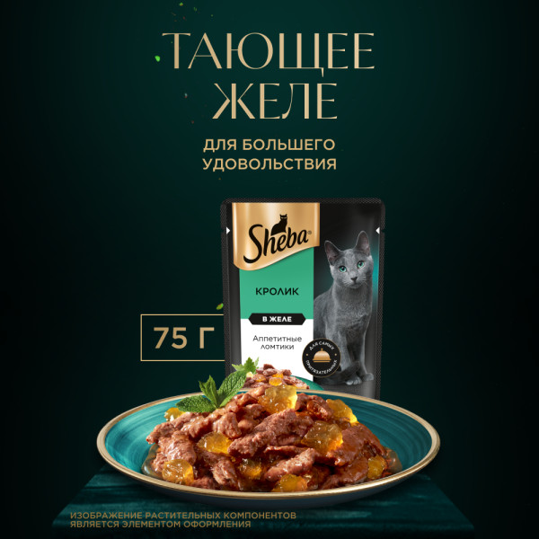 

Влажный корм для кошек Sheba Ломтики в желе с кроликом 75 г