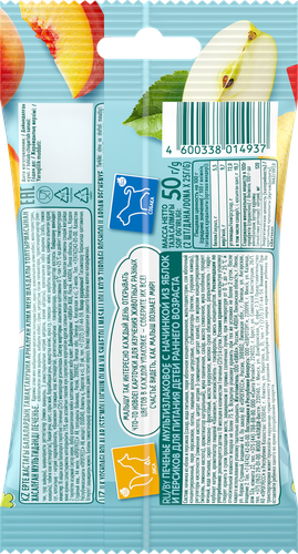 

Печенье ФрутоНяня мультизлаковое с начинкой из яблок и персиков 50 г