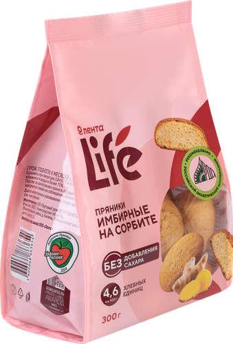 

Пряники Лента Life Имбирные на сорбите 300 г