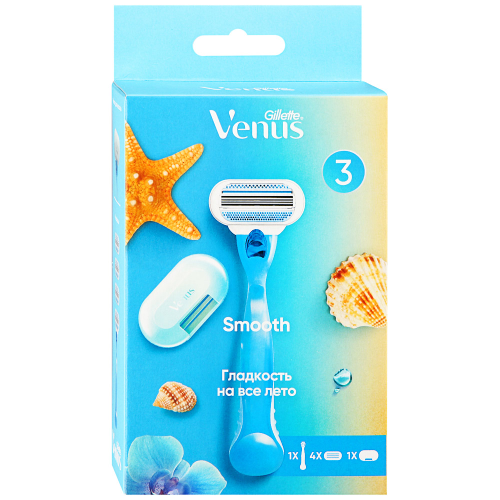 

Станок для бритья Gillette Venus c 4 сменными кассетами и чехлом