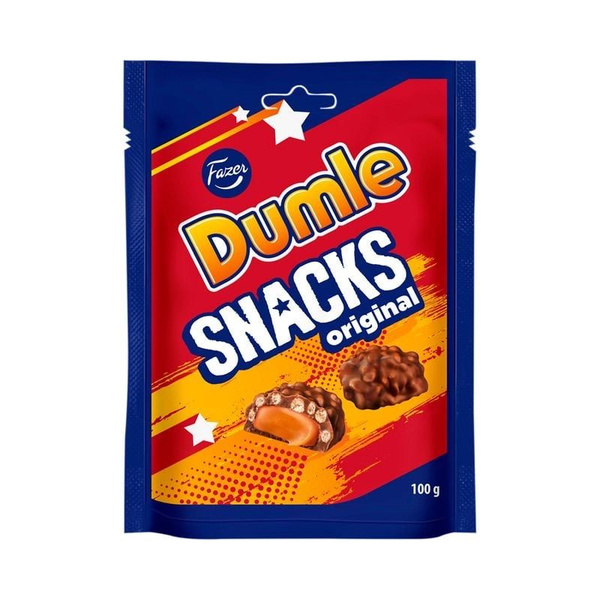 

Снэки шоколадные Fazer Думле с карамельной начинкой и с хрустящим рисовыми шариками 100 г