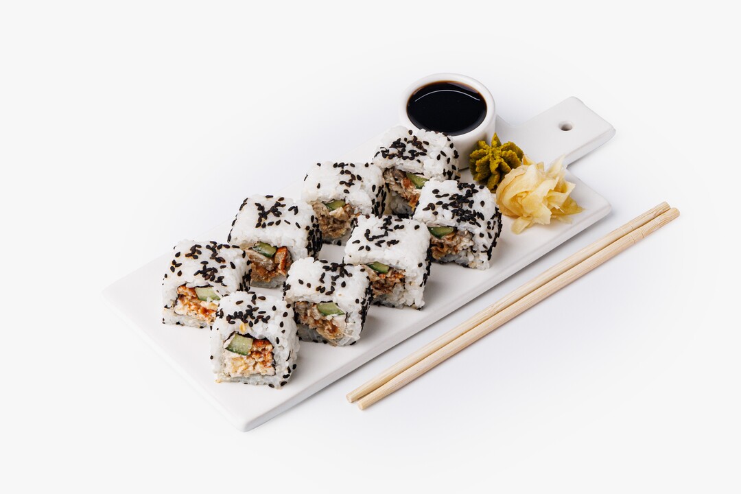 

Ролл с речным угрем, творожным сыром и огурцом ВкусВилл 240 г