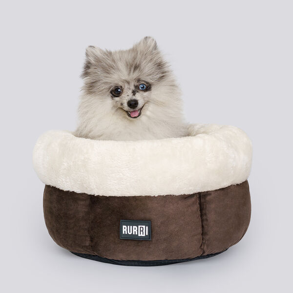 Лежак круглый для кошек и собак Rurri, 38х20 см, коричневый