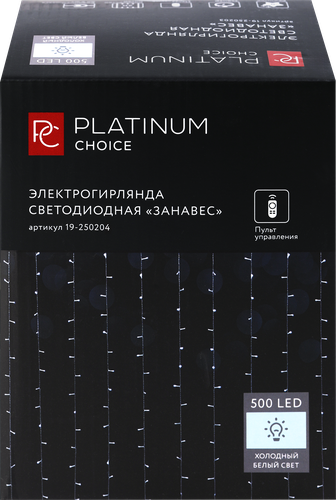 

Электрогирлянда Platinum choice Занавес 500 LED холодный белый 8 режимов 3 x 3 м