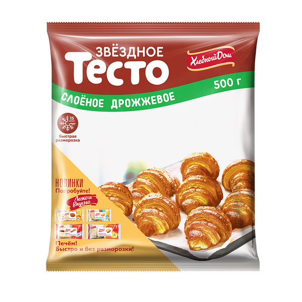 Тесто слоеное Хлебный дом Звездное дрожжевое замороженное 500 г