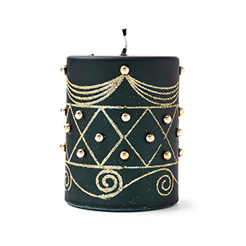 

Свеча столбик с узорами линиями и жемчугом зеленый парафин 9.4 см