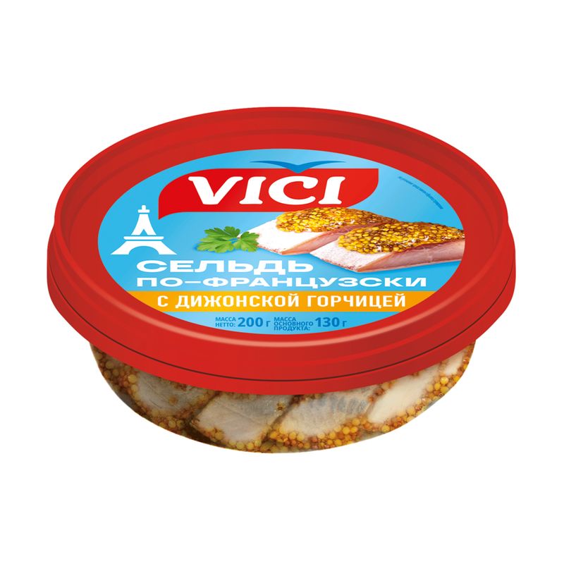 

Сельдь по-французски Vici филе-кусочки с дижонской горчицей 200 г