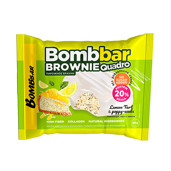 

Печенье протеиновое Bombbar Brownie Quadro Брауни Лимонный тарт с маком 50 г
