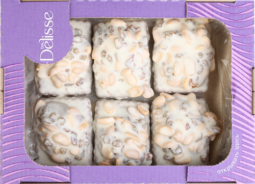 

Десерт Delisse с изюмом арахисом в белой глазури, 700 г