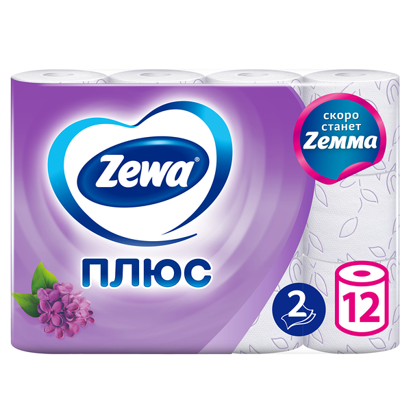Туалетная бумага Zewa Плюс Сирень 2 слоя 12 рулонов