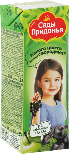 

Сок детский Сады Придонья яблоко-черная смородина с 5 месяцев осветлённый 200 мл