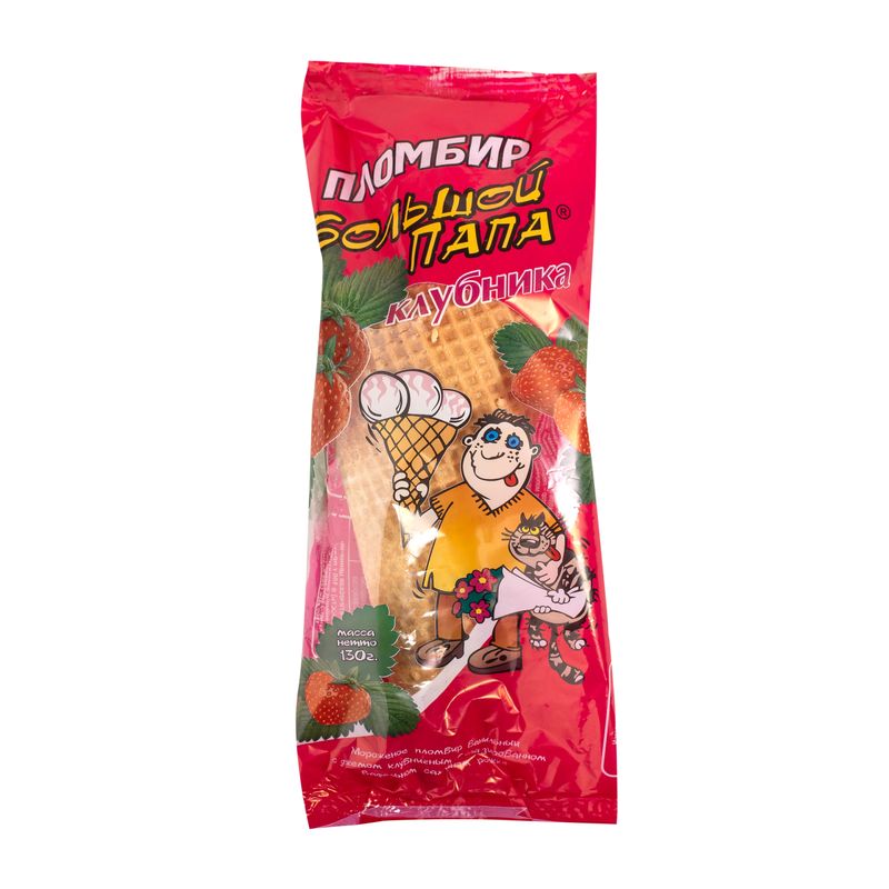 

Мороженое рожок Большой папа Клубника 130 г
