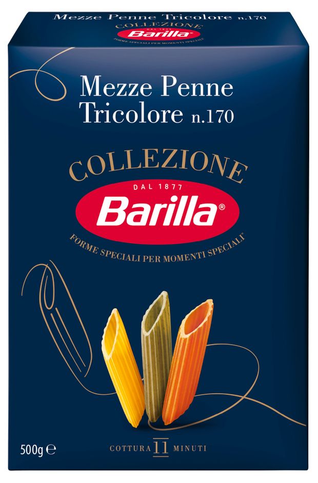 

Макароны Barilla Collezione Mezze Penne Tricolore перья с томатами и шпинатом 500 г