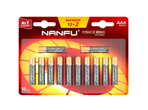 Батарейка Nanfu AAA LR03-12B 10+2 шт