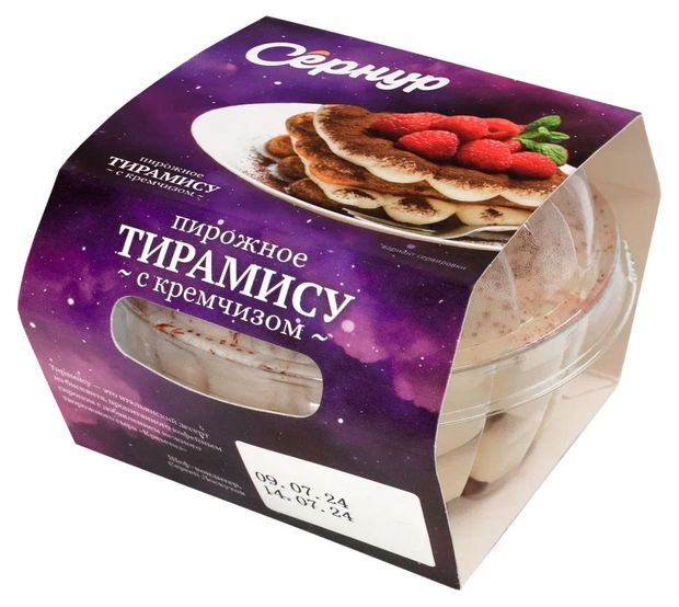 

Пирожное Сернур Тирамису бисквитно-кремовое с кремчизом 125 г