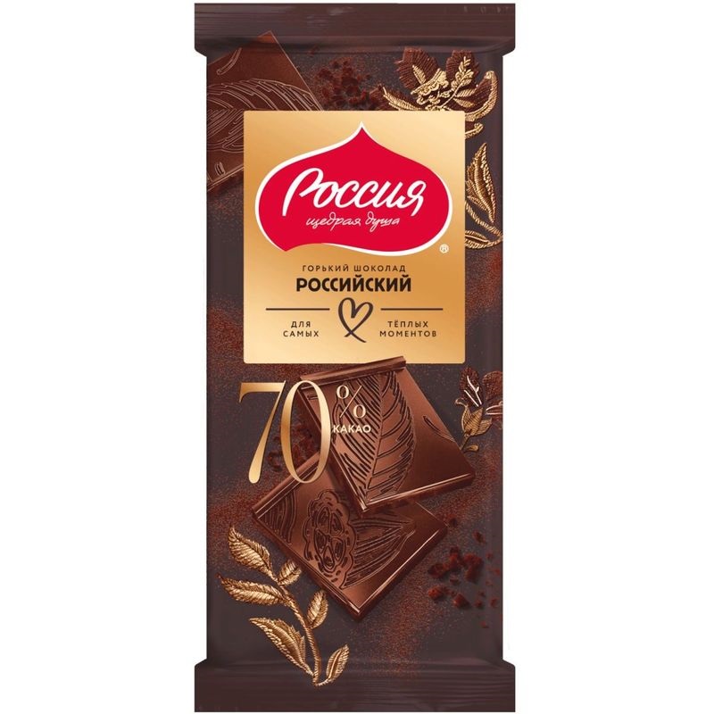 

Шоколад Россия - Щедрая душа! Российский Горький 70% какао 82 г